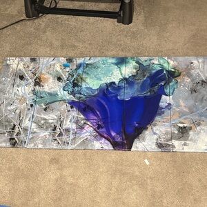 Abstract Blue and Green Canvas Art